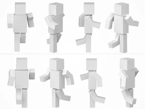 Running cubic character. 3d style simple cubic character illustration. Stock Illustration