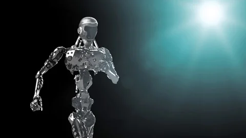 Running cyborg, running robot render 3D Video stock 100731612