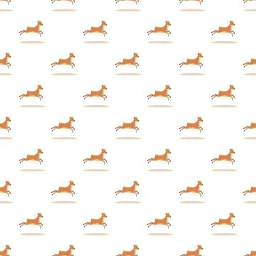 Running deer seamless pattern with flat design style Stock Illustration
