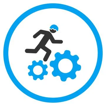 Running Developer Over Gears Icon Illustrazione stock