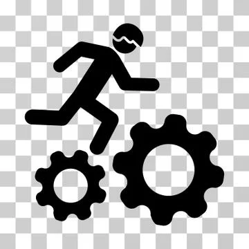 Running Developer Over Gears Vector Icon Illustrazione stock