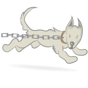 The running dog with a chain Stockillustratie