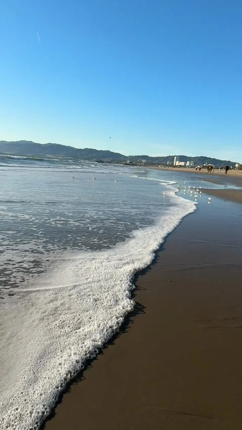 Running down the california coast beach 스톡 동영상 282036437