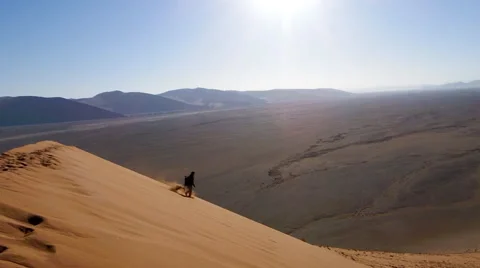 Running down the dune Stock Footage 66917461