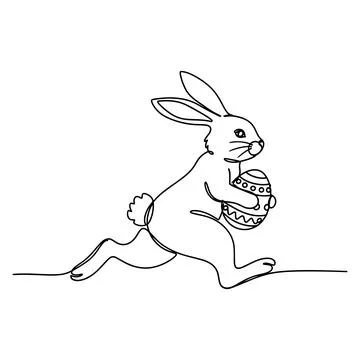 Running Easter Bunny Carrying Decorated Egg For Playful Spring Branding Stock Illustration