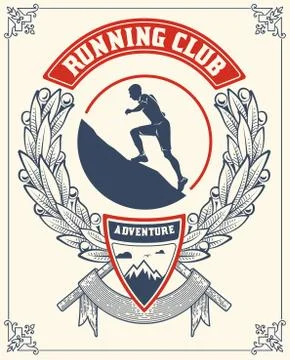 Running emblem, label or badges. Vector illustration Stock Illustration