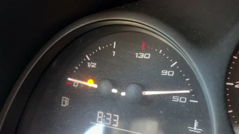 Running on Empty: The Low Gasoline Fuel Gauge Indicator Stock Footage 237447351