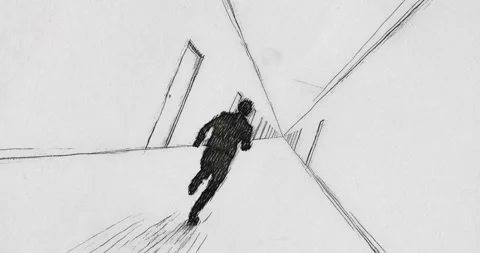 Running in an Endless Corridor - Seamless Loop Stock Footage 334712861