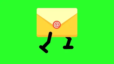 Running Envelope on Green Background Stock Footage 314828293