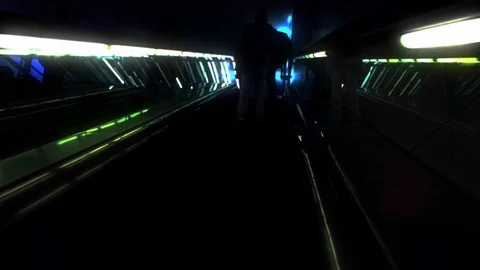 Running up escalator Stock Footage 95222855