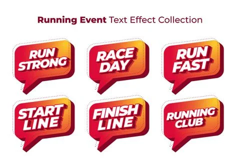 Running event text effect label collection Stock Illustration