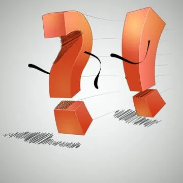 Running an exclamation point and question mark. Illustrazione stock