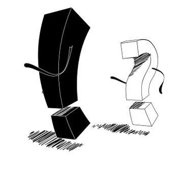 Running an exclamation point and question mark. Illustrazione stock