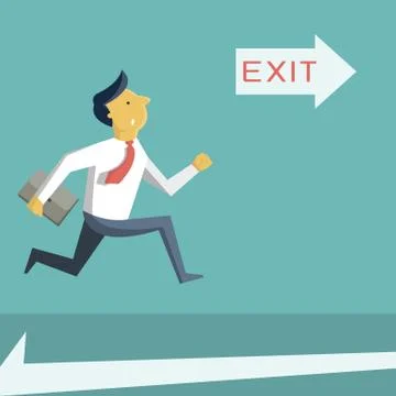 Running to exit door Stock Illustration