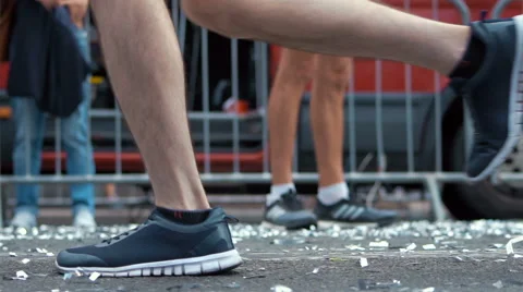 Running feets on finish line Stock Footage 68101566