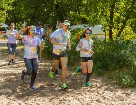 Running to the finish line. Stock Photos