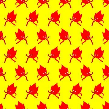 Running fire cartoon pattern seamless. Flame run background 스톡 일러스트