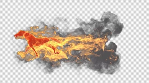 Running fire horse - 3d render with alpha channel. Stock Footage 306437708