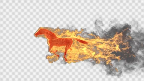 Running fire horse - 3d render with alpha channel. Stock Footage 306437989