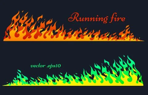 Running fire, vector flame elements Stock Illustration