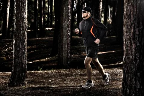 Running in the forest Stock Photos