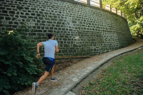 Running in the forest Foto stock