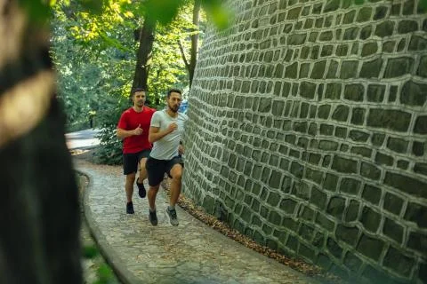 Running in the forest Foto stock