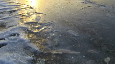 Running in Frozen Lake Stockbeeldmateriaal 7737754