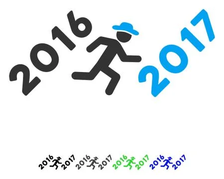 Running Gentleman To 2017 Year Flat Icon イラスト素材