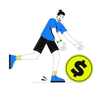 Running to get discount 2D onboarding ui illustration Stock Illustration