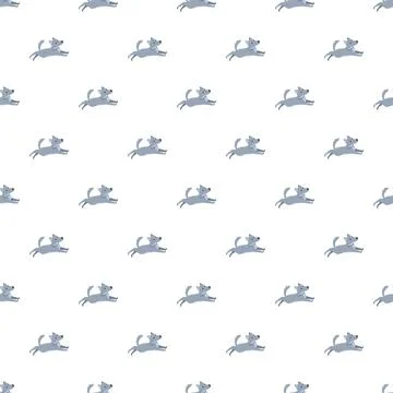 Running gray wolf pups seamless pattern on white background イラスト素材