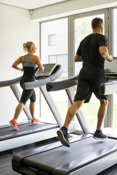 Running in a gym Stock Photos