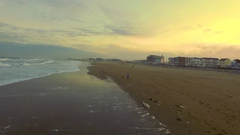Running at Hampton Beach Stock Footage 116901775