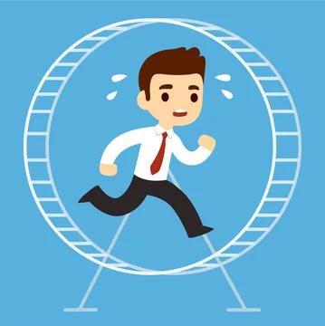 Running in hamster wheel at work Stock Illustration