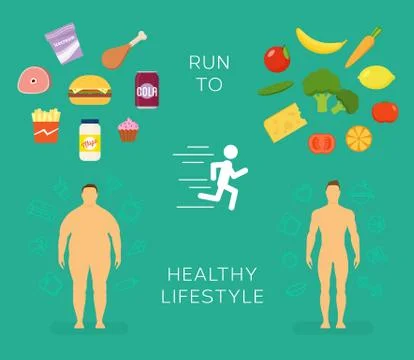 Running to Healthy Lifestyle Flat Vector Card or Infographic Elements イラスト素材
