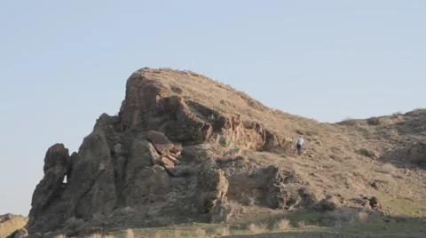 Running on a high Hill Stock Footage 61283968