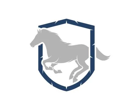 Running horse inside the shield Stock Illustration