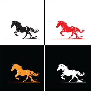 Running horse logo set. Stock Illustration