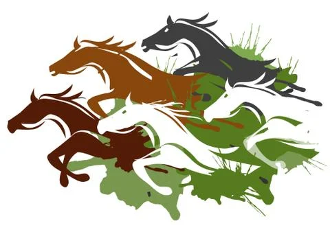 Running horses Stock Illustration