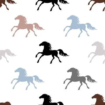 Running horses seamless pattern. Stock Illustration