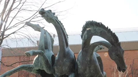 Running Horses Statue (Close-up) Stock Footage 7740542