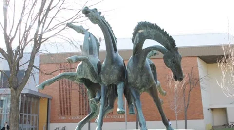 Running Horses Statue Stock Footage 7737071