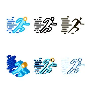 Running human forms icon vector outline Stock Illustration