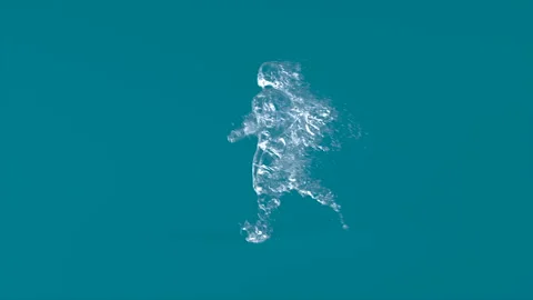 Running Human made of Water. Looping Animation Stock Footage 237897629