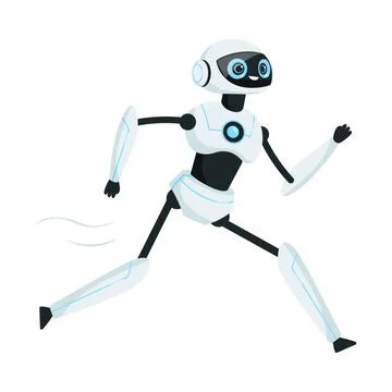 Running Humanoid or Robotic Device with Iron Limbs Vector Illustration Stock Illustration