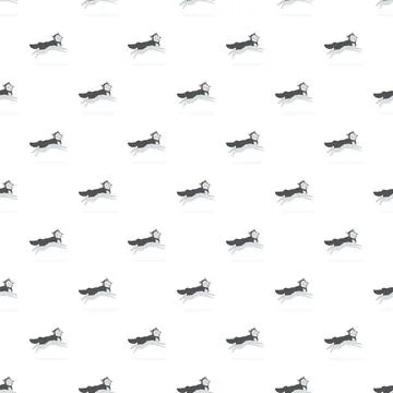 Running husky dogs seamless vector pattern Stock Illustration