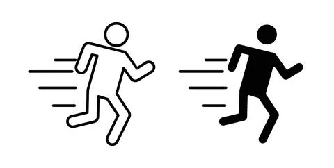 Running icon collection in black, Line icons, flat symbols Stock Illustration
