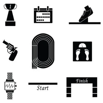 Running icon set Illustrazione stock