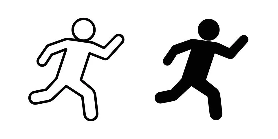 Running icon solid, line, and editable vector set. Illustrazione stock