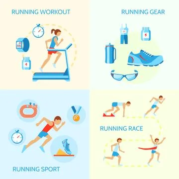 Running icons composition Illustration